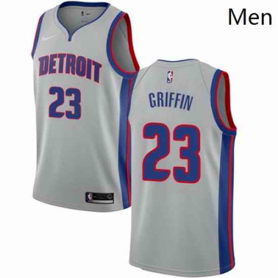 Mens Nike Detroit Pistons 23 Blake Griffin Authentic Silver NBA Jersey Statement Edition